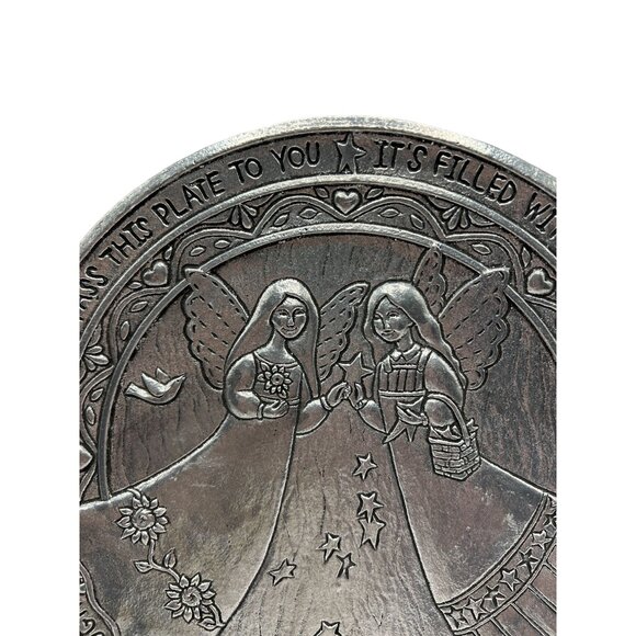 Vtg Carson Slatesmetal Pewter Pass It On Friendship Angels Plate - Picture 2 of 9